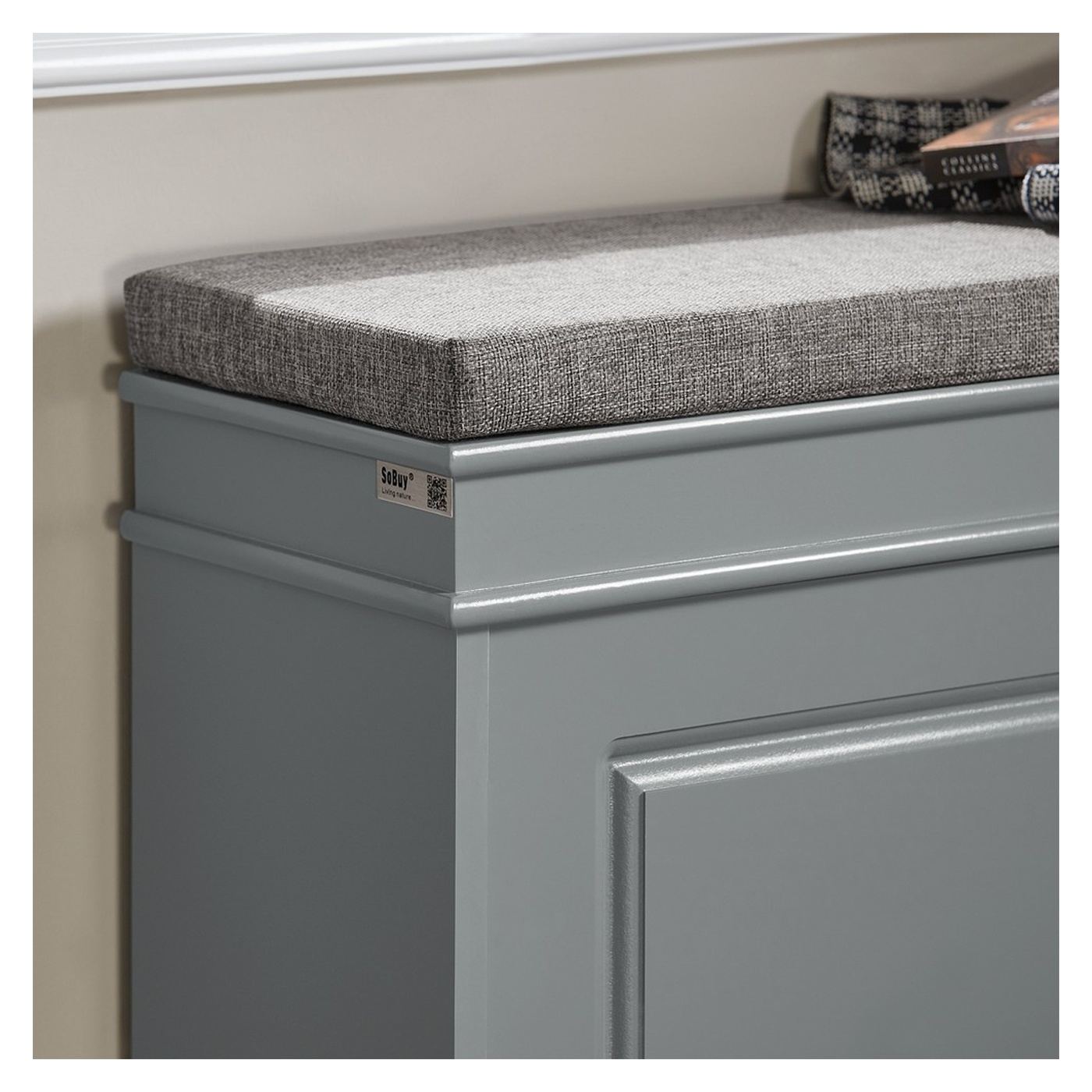 SoBuy Comodă pentru pantofi cu șezut, îngustă, gri, 24x75x51cm FSR82 - 4