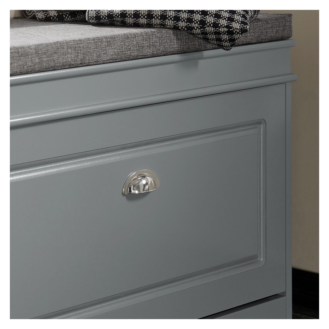 SoBuy Comodă pentru pantofi cu șezut, îngustă, gri, 24x75x51cm FSR82 - 5