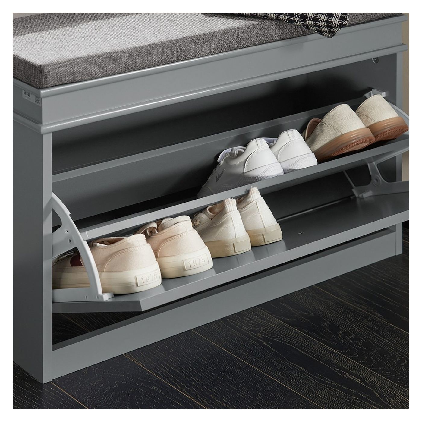 SoBuy Comodă pentru pantofi cu șezut, îngustă, gri, 24x75x51cm FSR82 - 8