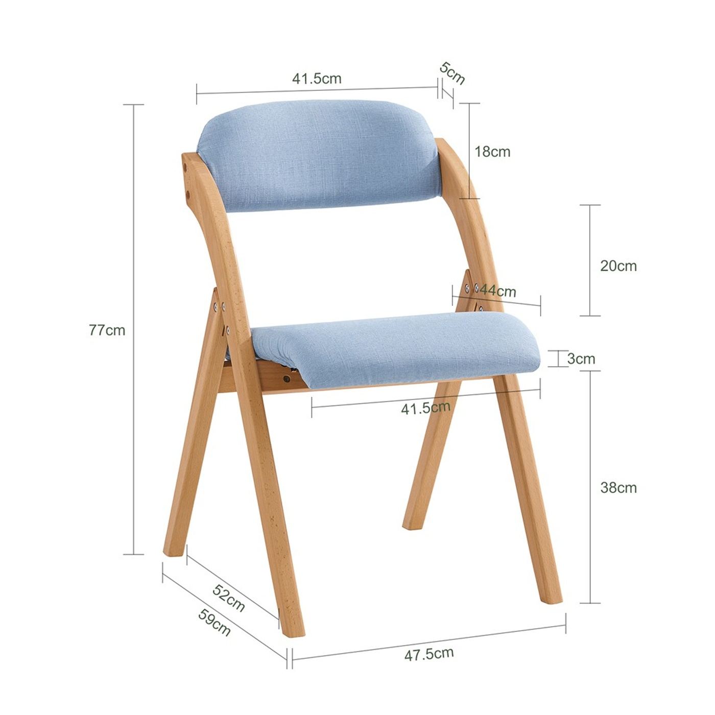 SoBuy Zložljiv stol Modra 47x51x78 cm FST92-BL - 3