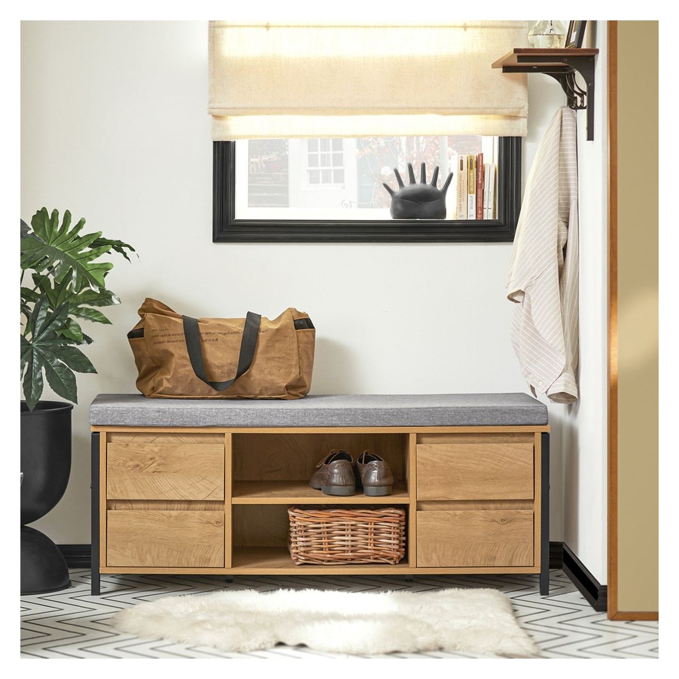 SoBuy Ormarić za cipele s klupom 110x45x35 cm 4 ladice - 10