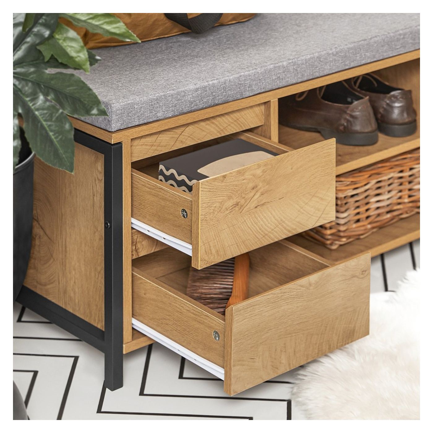 SoBuy Ormarić za cipele s klupom 110x45x35 cm 4 ladice - 8