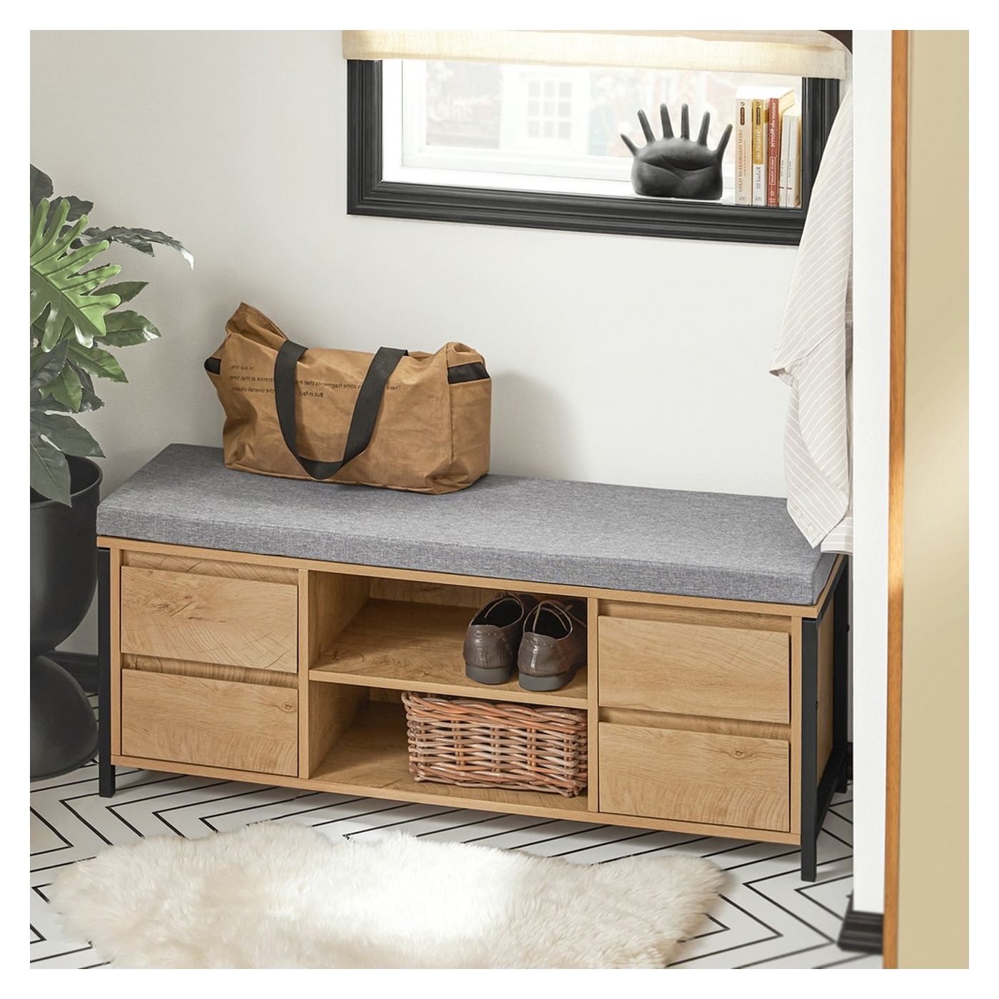 SoBuy Ormarić za cipele s klupom 110x45x35 cm 4 ladice - 11