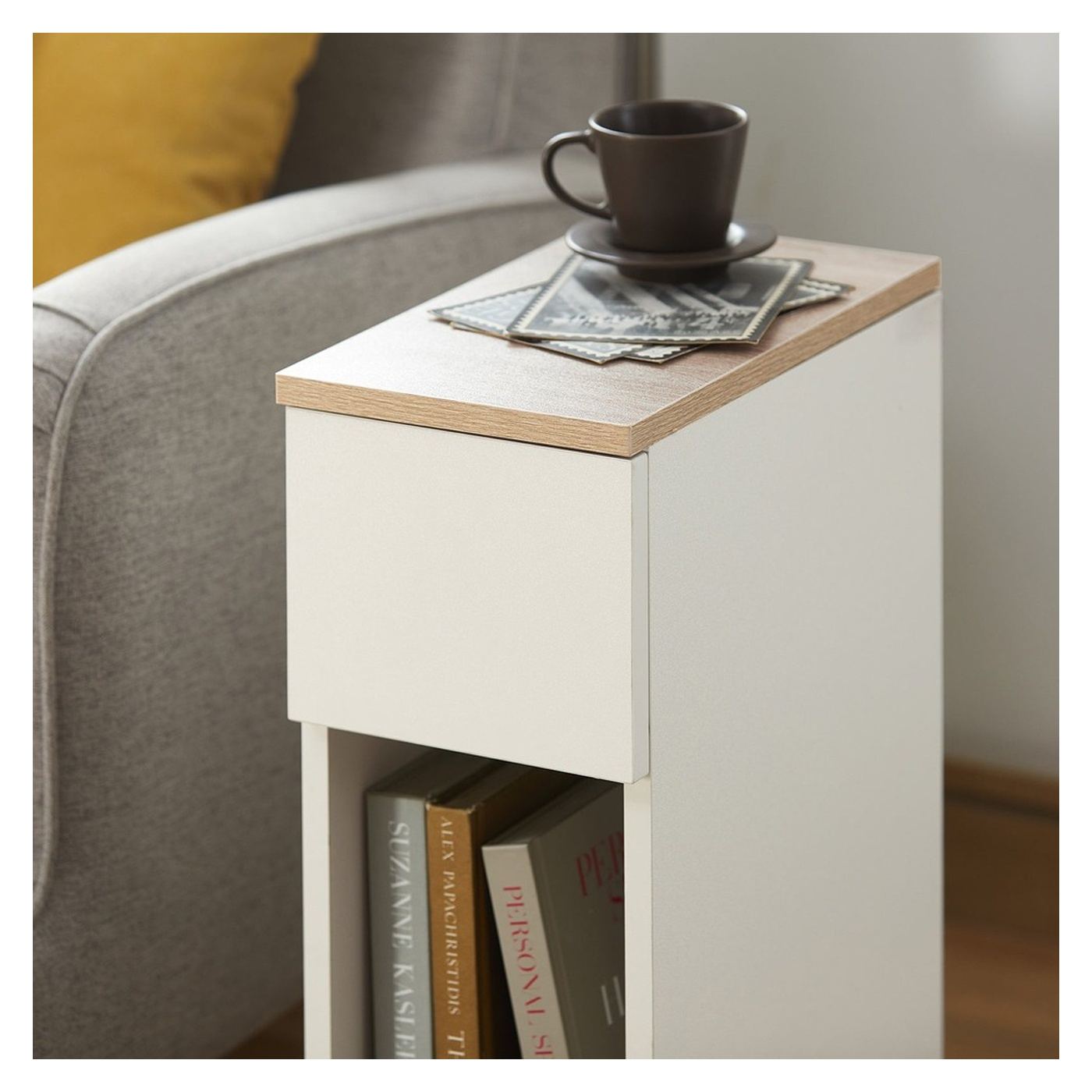 SoBuy FBT111x2 Noćni Ormarić za Kauč, Mali Noćni Ormarić, Bijeli, 20 cm, 2 Komada - 16