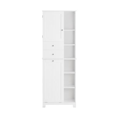 SoBuy Bijeli kupaonski ormarić 60x171x37 cm s košarom za rublje BZR104-W
