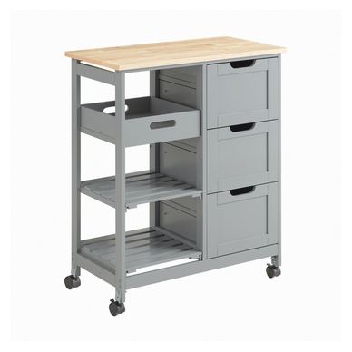 SoBuy Kuchyňský vozík se 3 zásuvkami Šedý Loft Styl na kolečkách