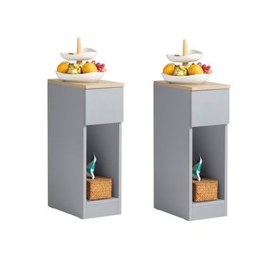 SoBuy Kavč Stranska Miza 20 cm Siva 2 kosa za Spalnico FBT111-HGx2