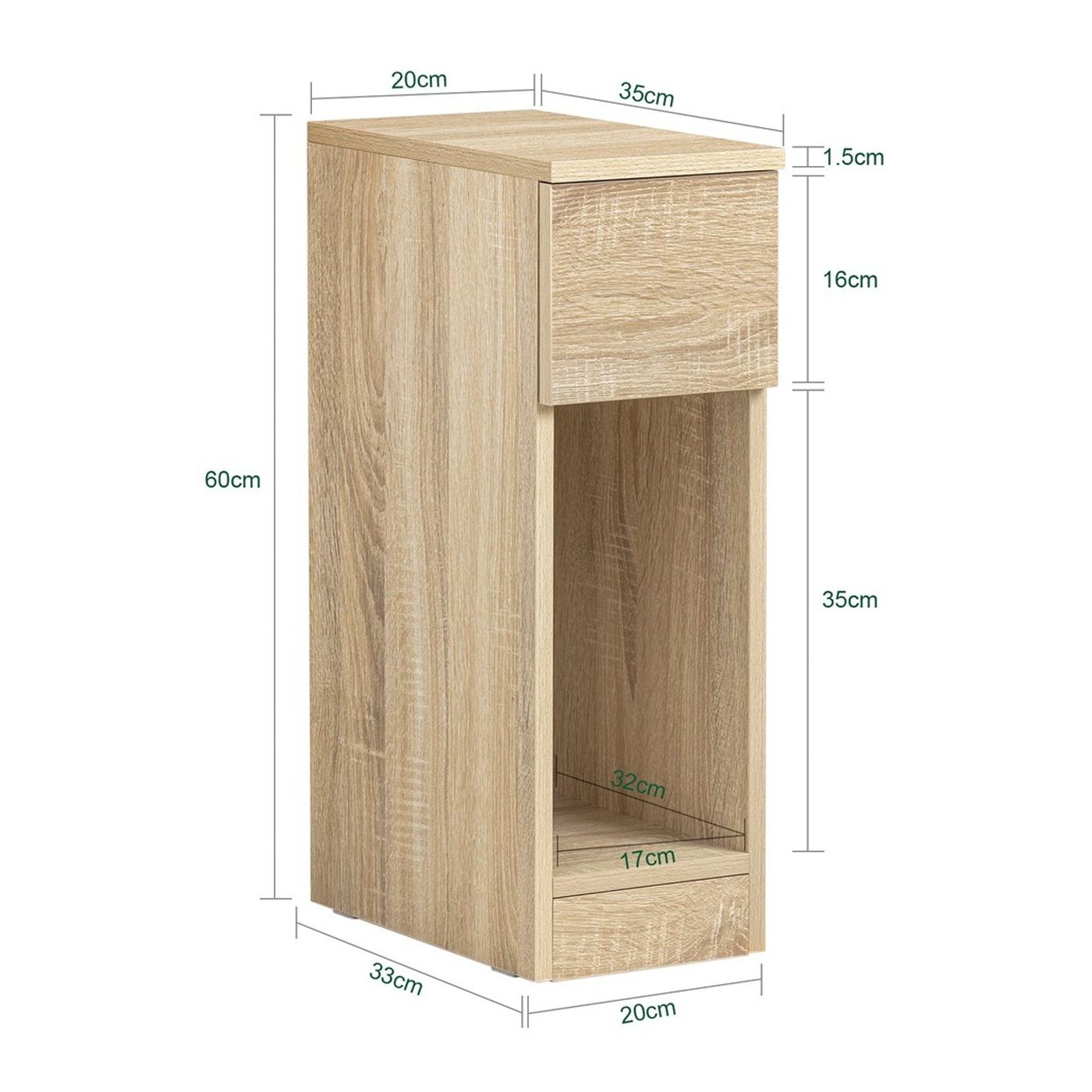 SoBuy FBT111-Nx2 Κομοδίνο 20 cm, 2 τεμάχια, Φυσικό - 3