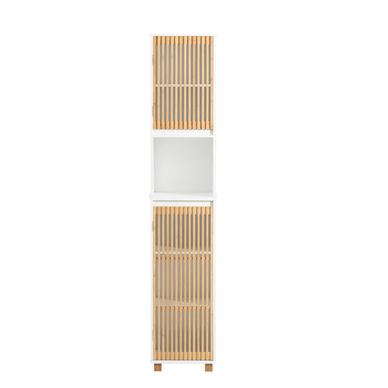 SoBuy Ozka kopalniška omarica bambus bela-naravna 33x165 cm BZR127-W