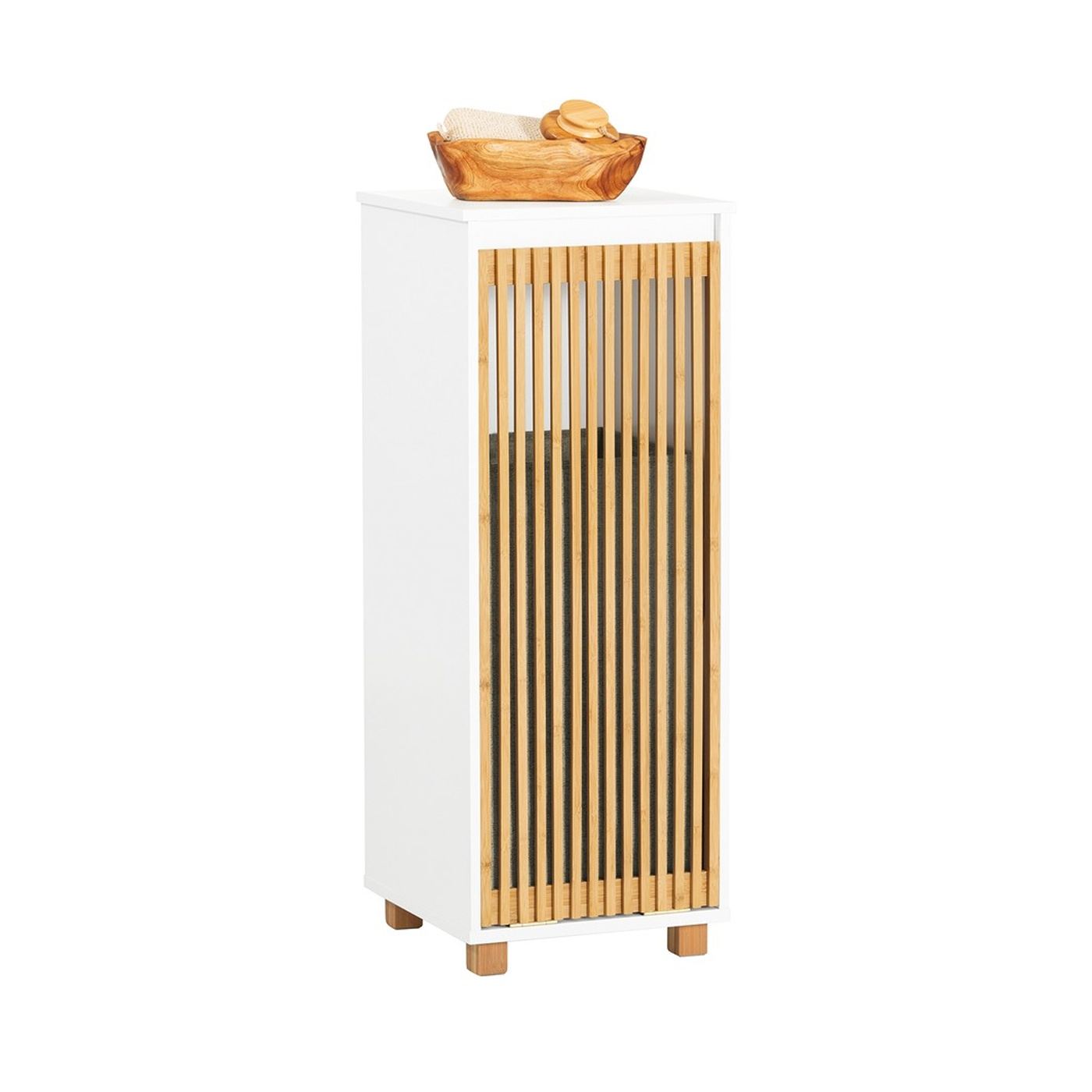 SoBuy Dulap de baie cu coș de rufe 32x33x85 cm Natural BZR126-W - 14