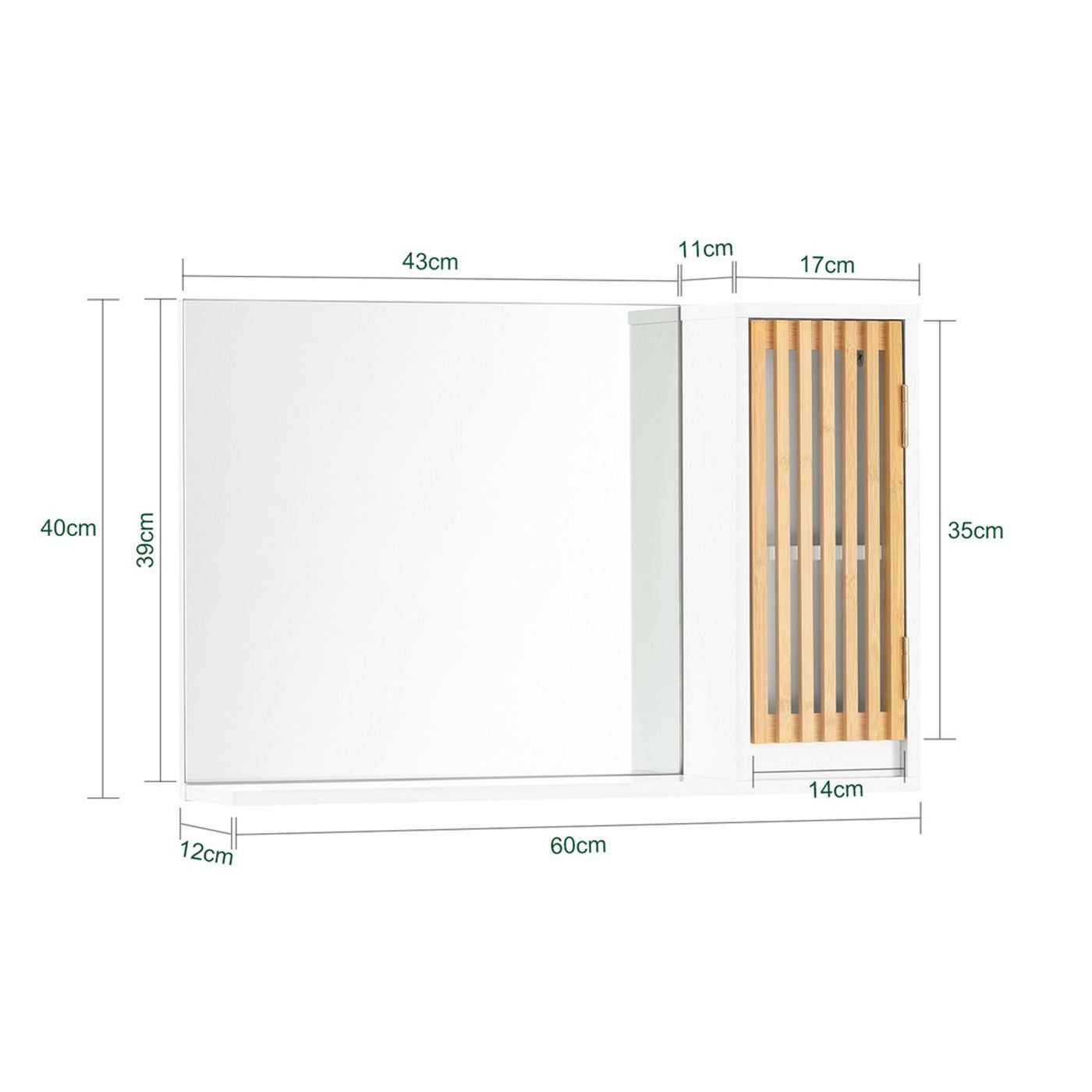 SoBuy Zidni ormarić bijeli 60x40x12 cm Rustik BZR128-W - 3