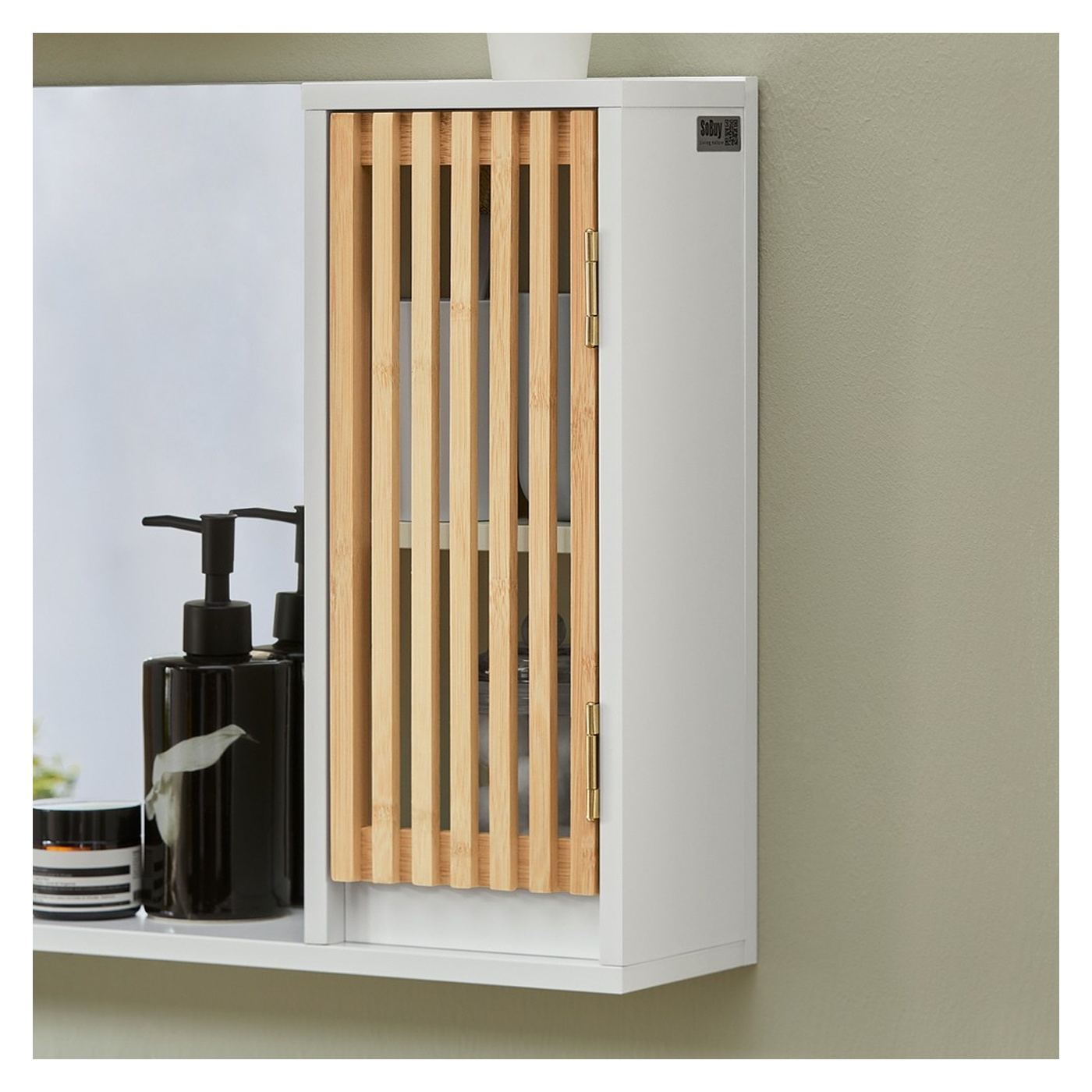 SoBuy Zidni ormarić bijeli 60x40x12 cm Rustik BZR128-W - 5