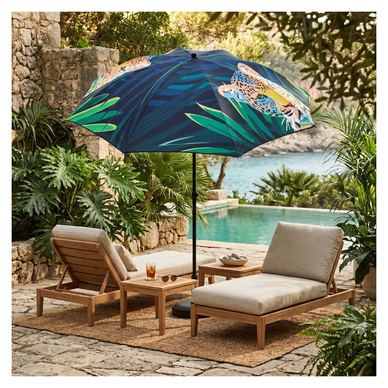 Umbrelă de plajă, Jumi, model leopard cu frunze tropicale, 200 cm