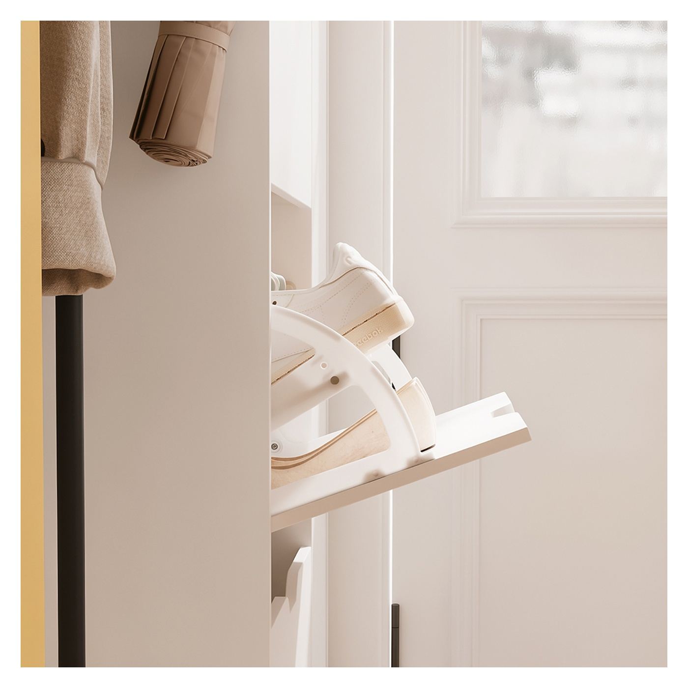 SoBuy Comodă pentru pantofi Alb cu 3 sertare 84x24x121 cm FSR220-W - 12