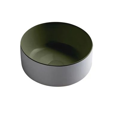 Chiuvetă de baie rotundă freestanding, HORGANICA, Bucchero, 41 x 41 cm, verde/gri