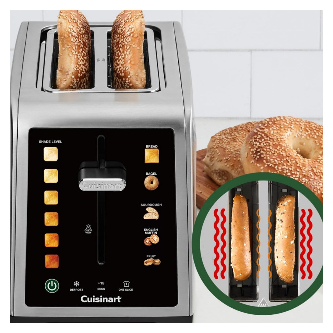 Φρυγανιέρα Cuisinart SimpliTouch XL 1000W 2 θέσεων, 6 Επίπεδα Ψησίματος, 5 Προγράμματα, Έλεγχος αφής, Αυτόματη κεντράρισμα, Ανοξ - 7