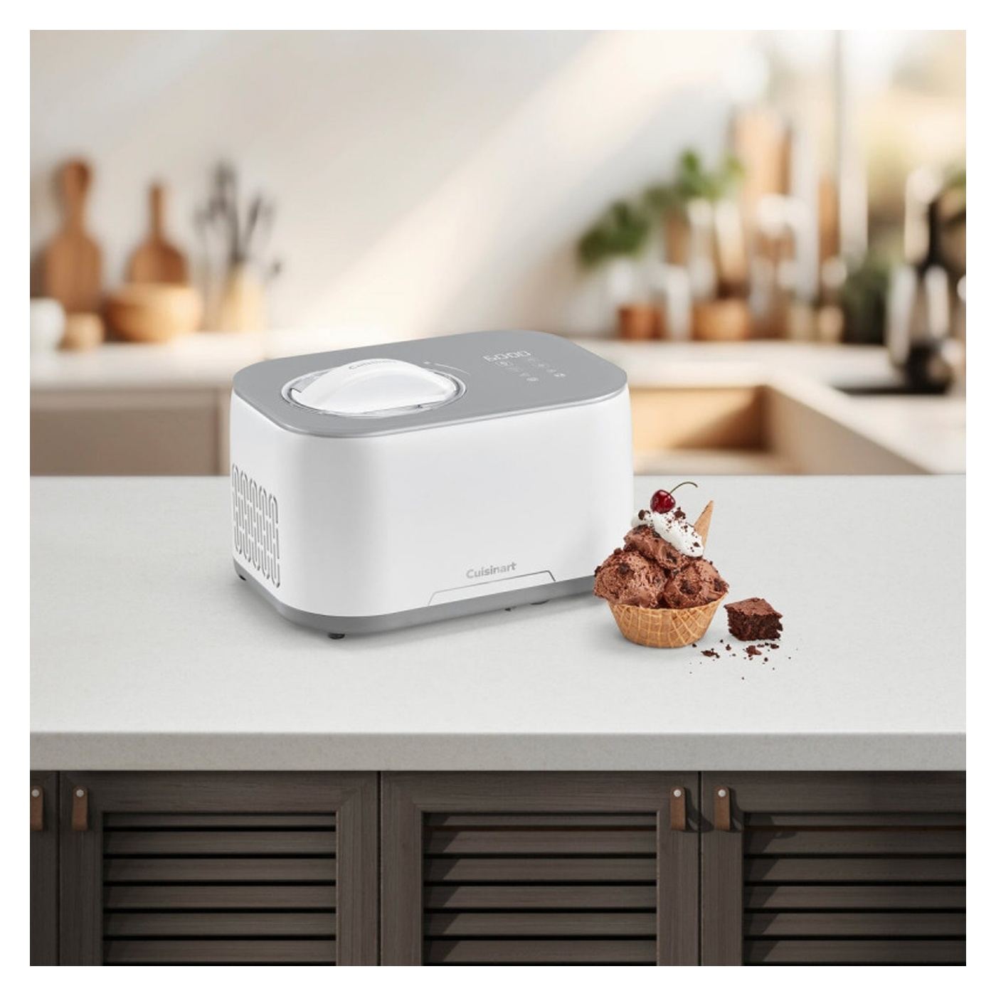 Μηχανή παγωτού Cuisinart Freeze Ease ICE90E, 100W, 0.95 L, 3 προγράμματα, Συμπιεστής, Λευκό/γκρι - 2
