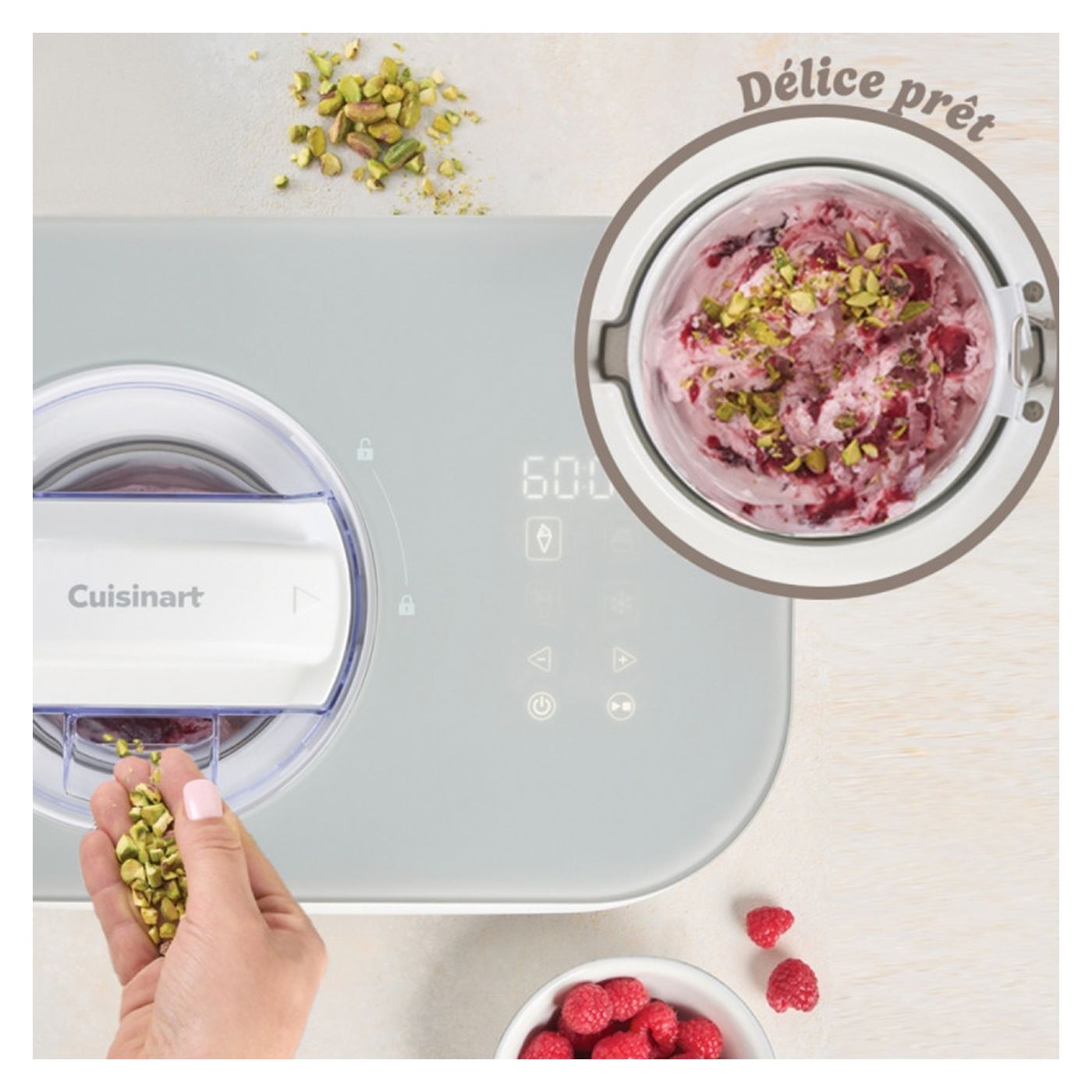 Μηχανή παγωτού Cuisinart Freeze Ease ICE90E, 100W, 0.95 L, 3 προγράμματα, Συμπιεστής, Λευκό/γκρι - 6