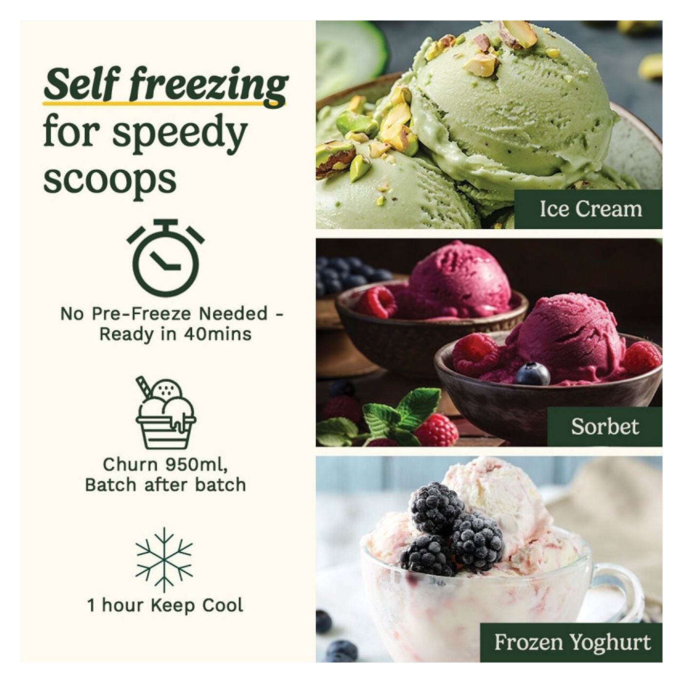 Μηχανή παγωτού Cuisinart Freeze Ease ICE90E, 100W, 0.95 L, 3 προγράμματα, Συμπιεστής, Λευκό/γκρι - 9