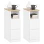 SoBuy 2 beli nočni omarici z 2 predaloma 35x20x60 cm FBT149-WNx2 thumbnail 1