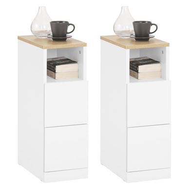 SoBuy 2 beli nočni omarici z 2 predaloma 35x20x60 cm FBT149-WNx2