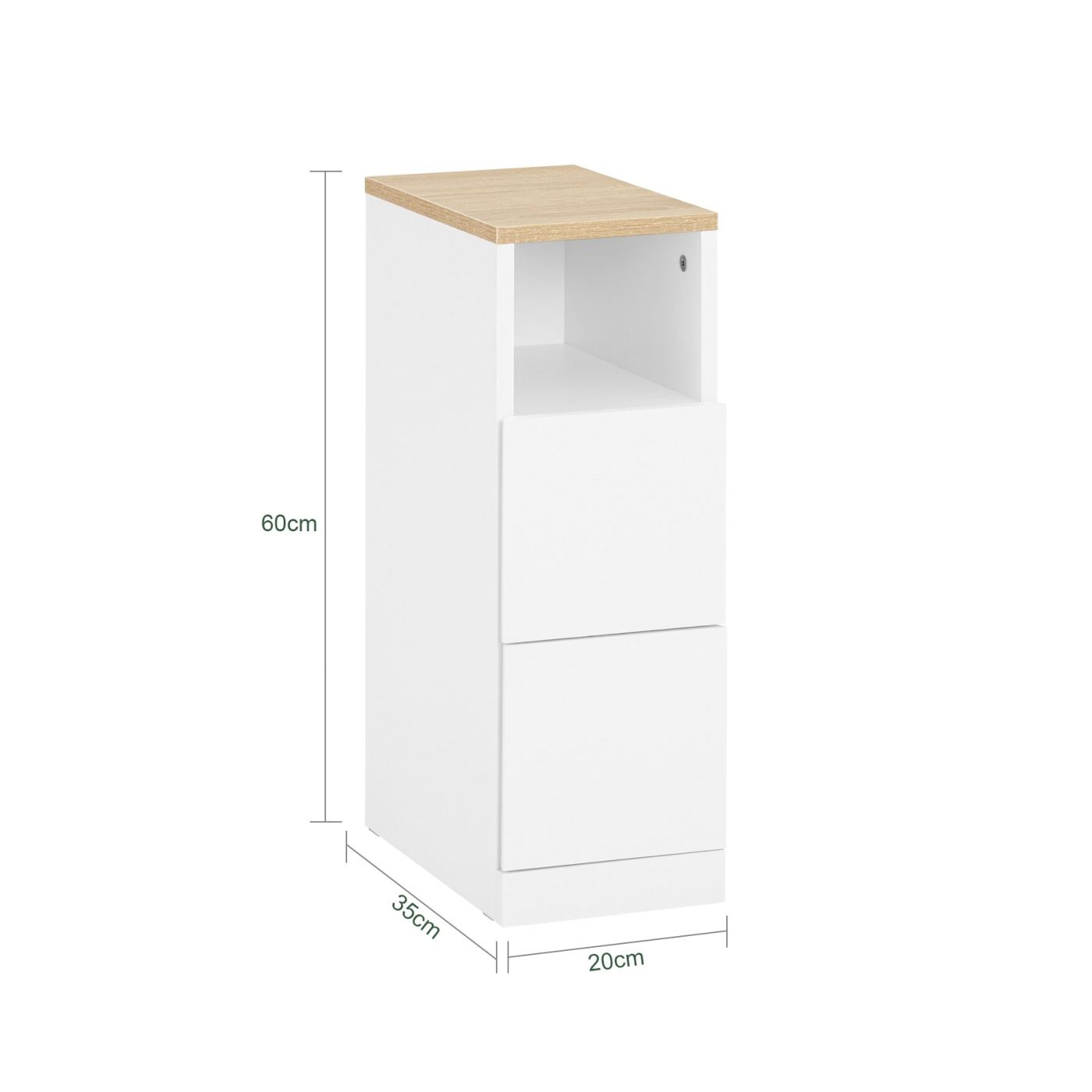 SoBuy 2 beli nočni omarici z 2 predaloma 35x20x60 cm FBT149-WNx2 - 15