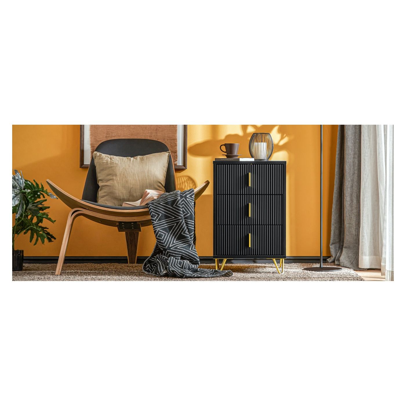 SoBuy Σετ 2 Κομοδίνων με 3 Συρτάρια, Μαύρο 40x36x63 cm FBT115-L-SCHx2 - 7