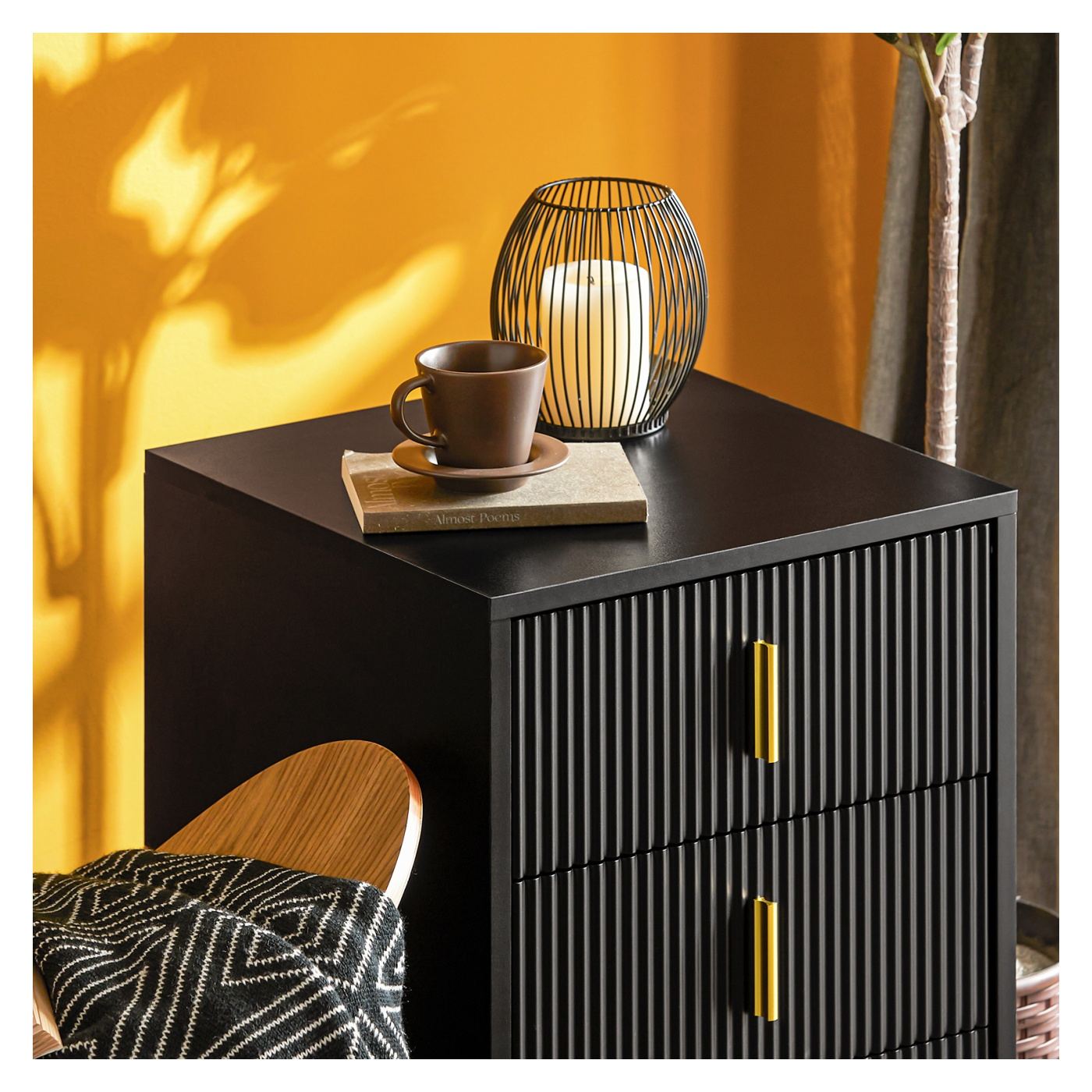 SoBuy Σετ 2 Κομοδίνων με 3 Συρτάρια, Μαύρο 40x36x63 cm FBT115-L-SCHx2 - 11