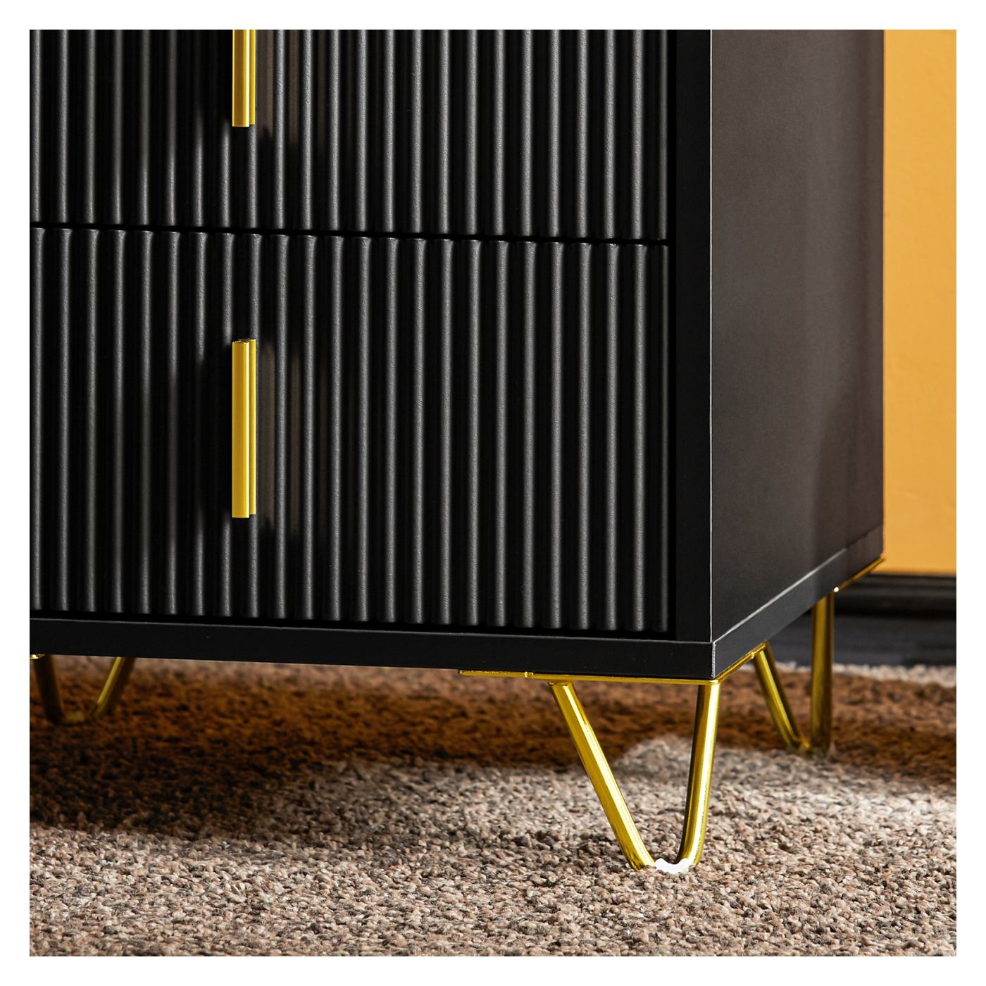 SoBuy Σετ 2 Κομοδίνων με 3 Συρτάρια, Μαύρο 40x36x63 cm FBT115-L-SCHx2 - 13