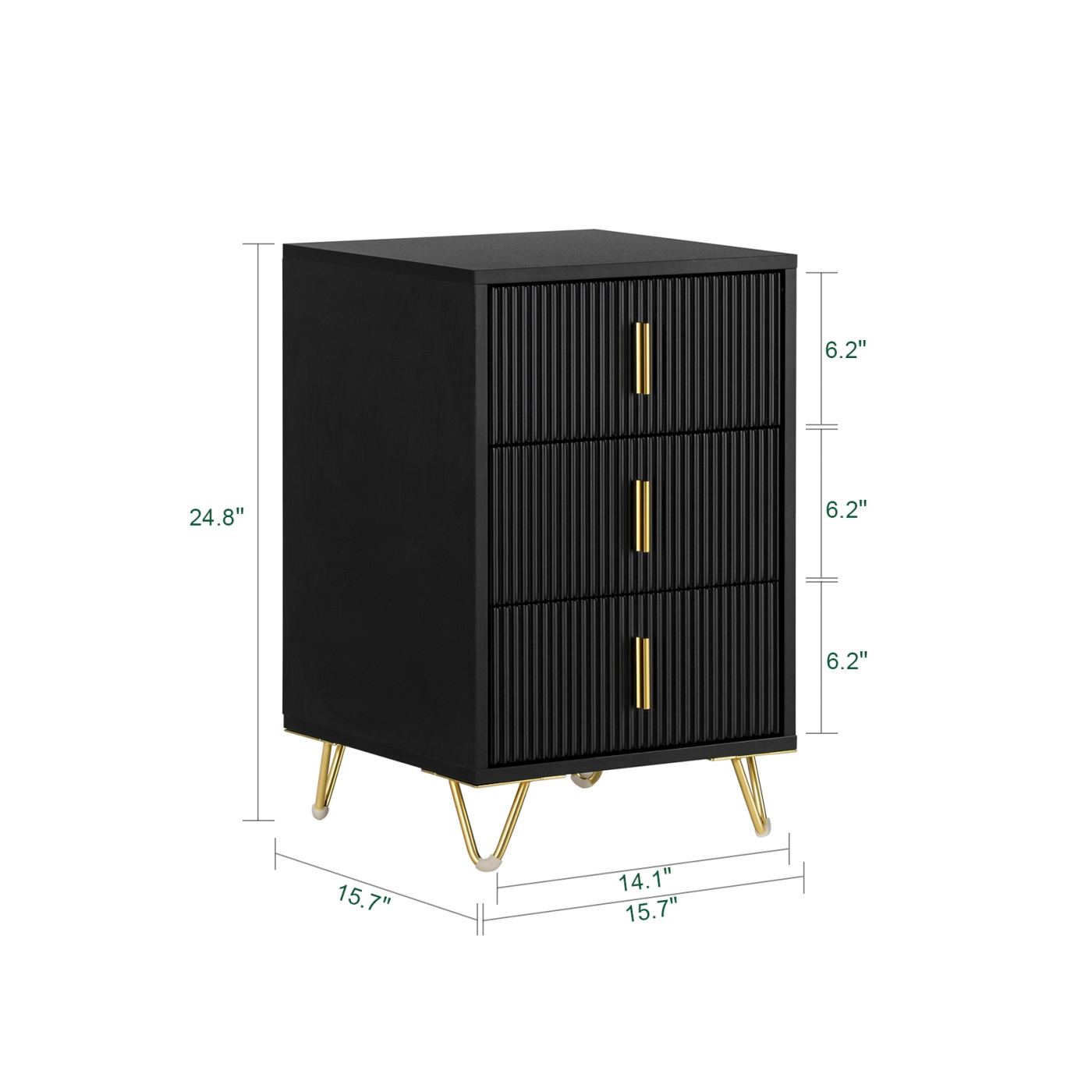 SoBuy Σετ 2 Κομοδίνων με 3 Συρτάρια, Μαύρο 40x36x63 cm FBT115-L-SCHx2 - 16