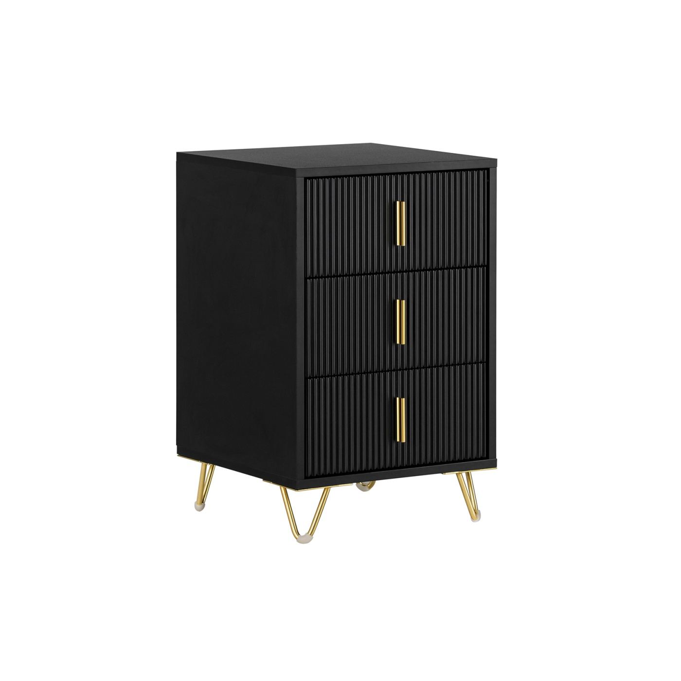 SoBuy Σετ 2 Κομοδίνων με 3 Συρτάρια, Μαύρο 40x36x63 cm FBT115-L-SCHx2 - 4