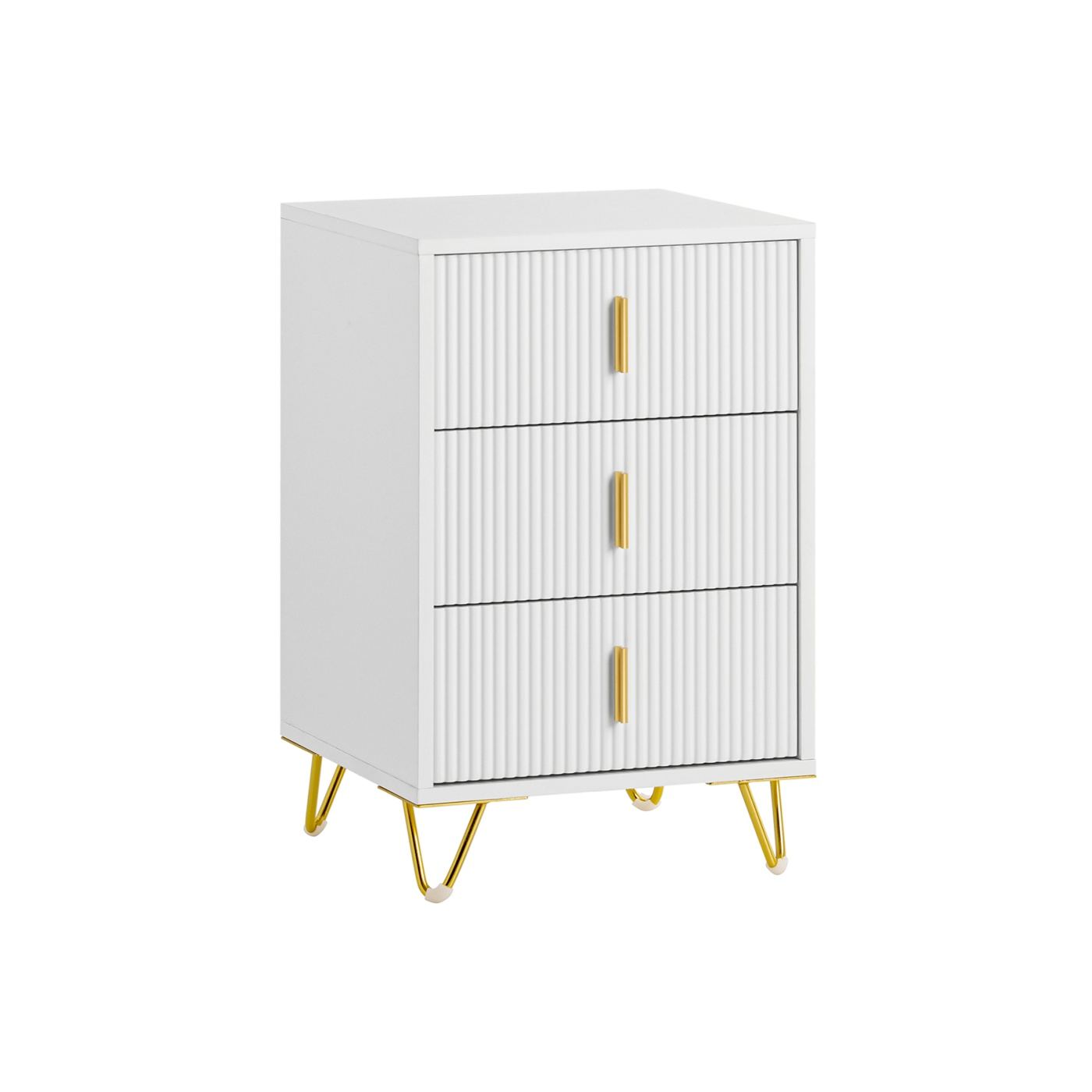 SoBuy Σετ 2 Λευκά Κομοδίνα με 3 Συρτάρια 40x36x63 cm FBT115-L-Wx2 - 3