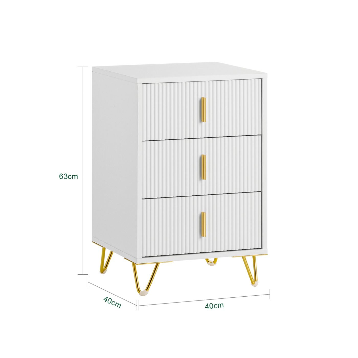 SoBuy Σετ 2 Λευκά Κομοδίνα με 3 Συρτάρια 40x36x63 cm FBT115-L-Wx2 - 15