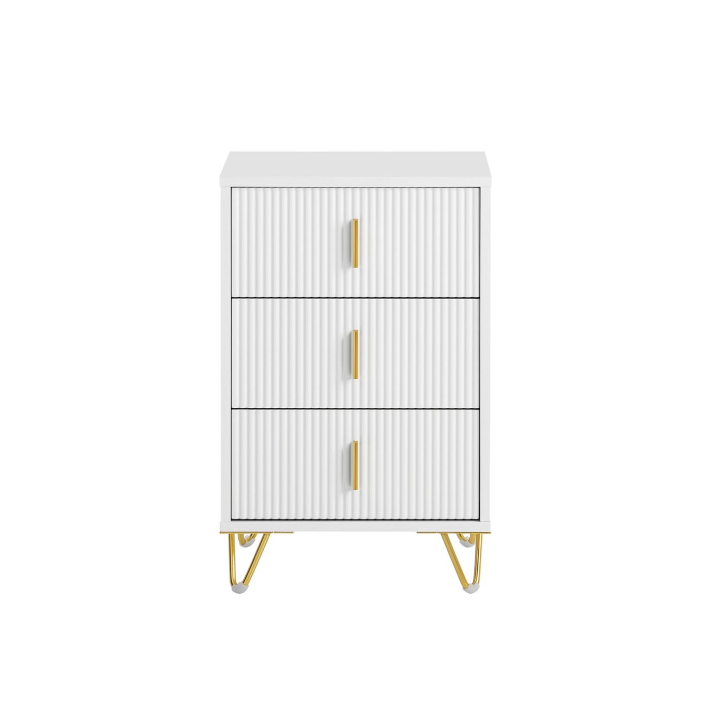 SoBuy Σετ 2 Λευκά Κομοδίνα με 3 Συρτάρια 40x36x63 cm FBT115-L-Wx2 - 16