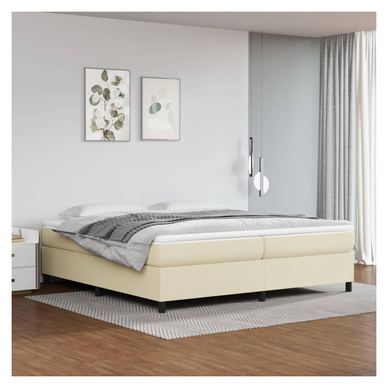 Rám postele box spring, krémový, 200x200 cm, ekologická koža