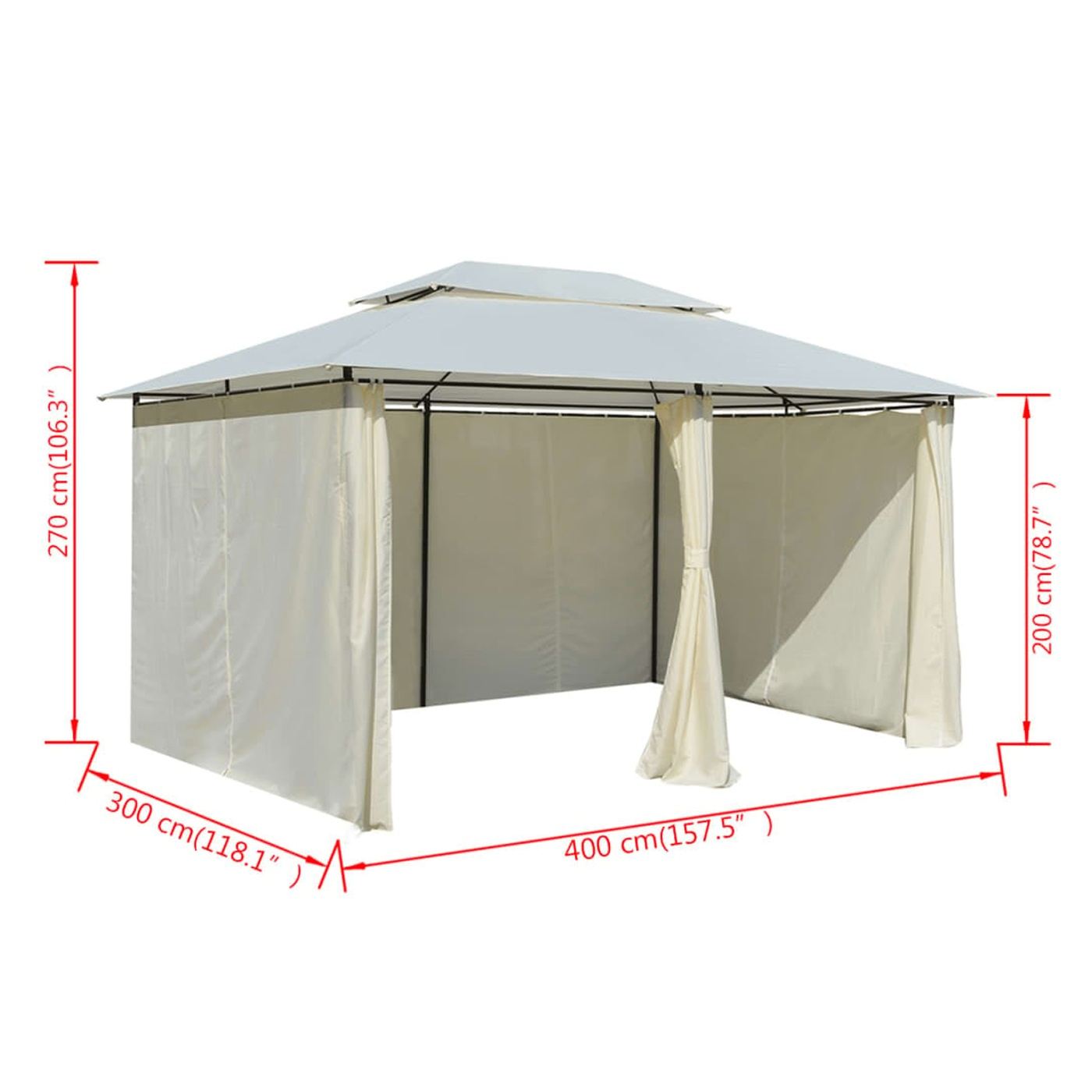 Градинска палатка със завеси 4 x 3 m, бяла - 8