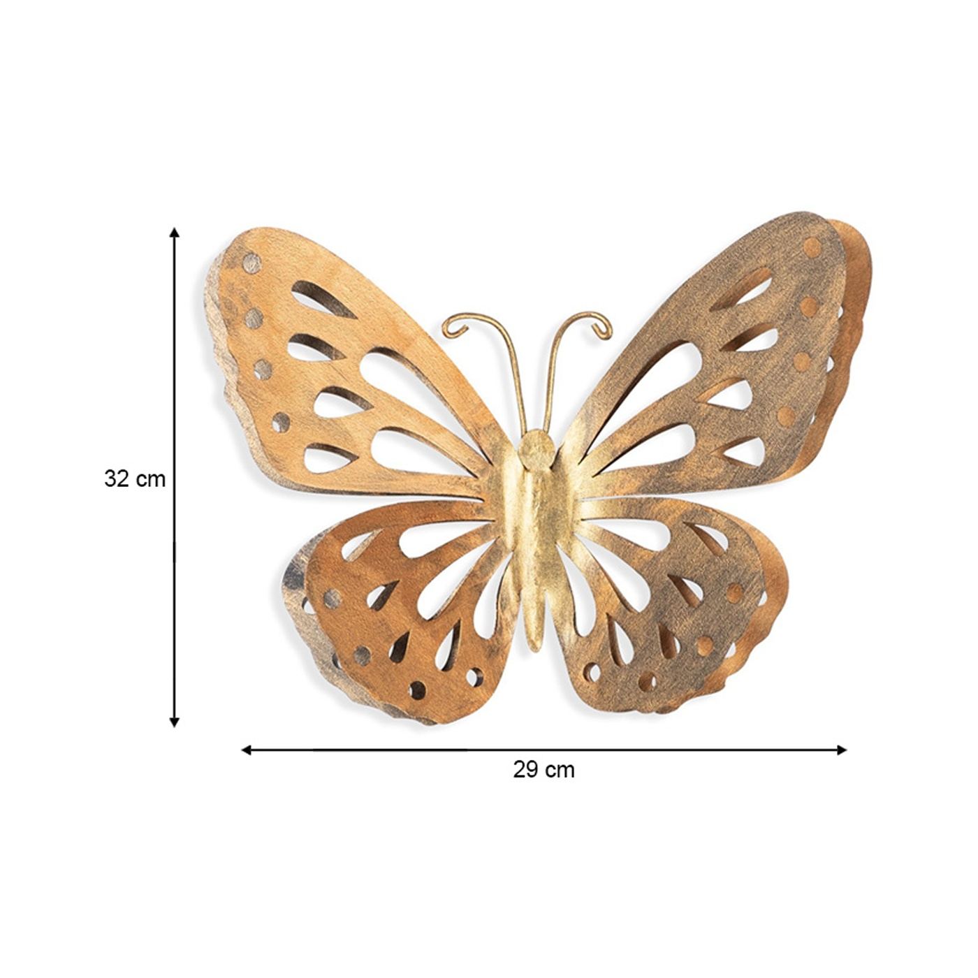 Метална стенна декорация Butterfly TopMebel в златист цвят 29x32cm - 4