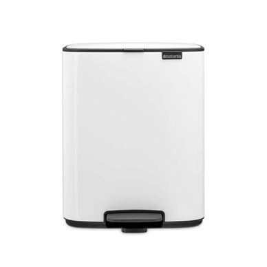 Coș de gunoi Brabantia Bo Pedal 1010119, 12 L, închidere ușoară, bază antiderapantă, alb