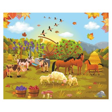 Samoljepljiva tapeta Kućni ljubimci, dječji crteži, 350 x 200 cm