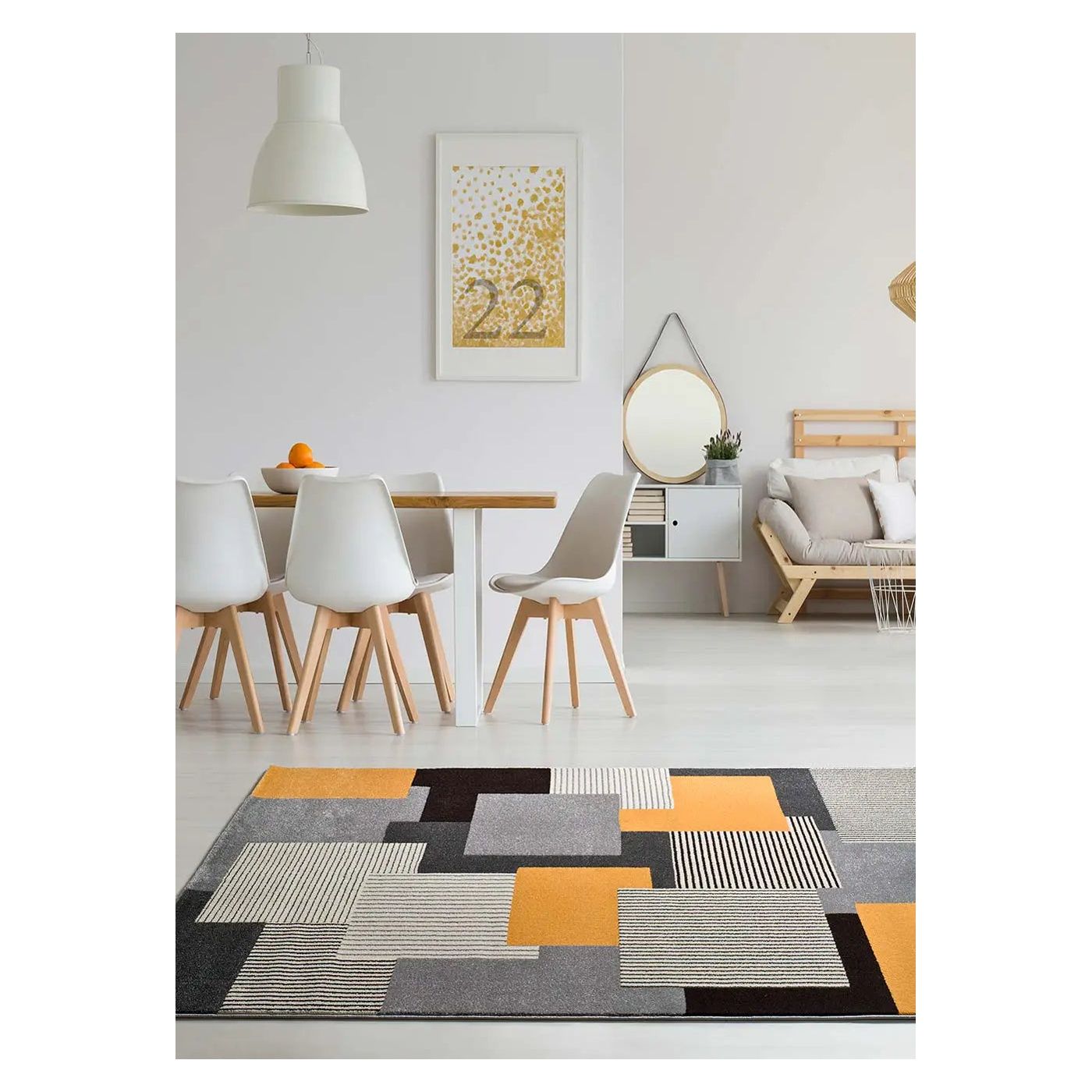 ATTICGO Covor geometric gri / muștar LEO 12158, 140x200 cm
