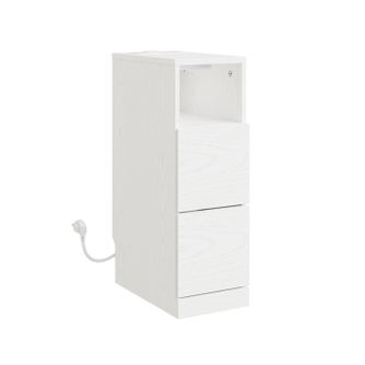 SoBuy Noptieră Albă cu Sertare și USB 35x20x60 cm FBT149-E-WG