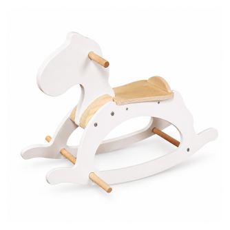 GINGER HOME Fa Lovas Hintaló, Fehér, Tömör Fa, 70x20x47 cm, Montessori Játék