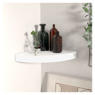 Γωνιακό ράφι τοίχου, λευκό, 25 x 25 x 3,8 εκ., MDF