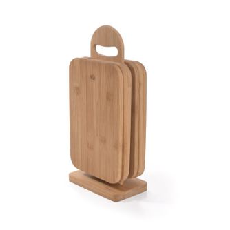 Fissman комплект от 6 дъски за рязане, 23x15x1 см, кафяв, бамбук, с поставка