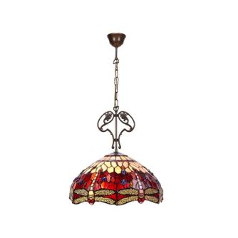 Stropna viseča svetilka Tiffany z ornamentom Belle Rouge