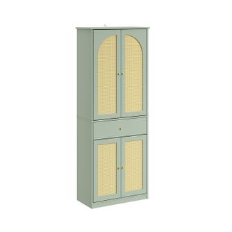 Dulap de hol SoBuy cu ratan, Verde, 70x34x180 cm, FSB107-GR (2 buc.)