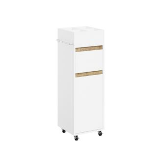 SoBuy Dulap Înalt de Baie pe Roți Alb 30x27x91.5 cm BZR225-WN