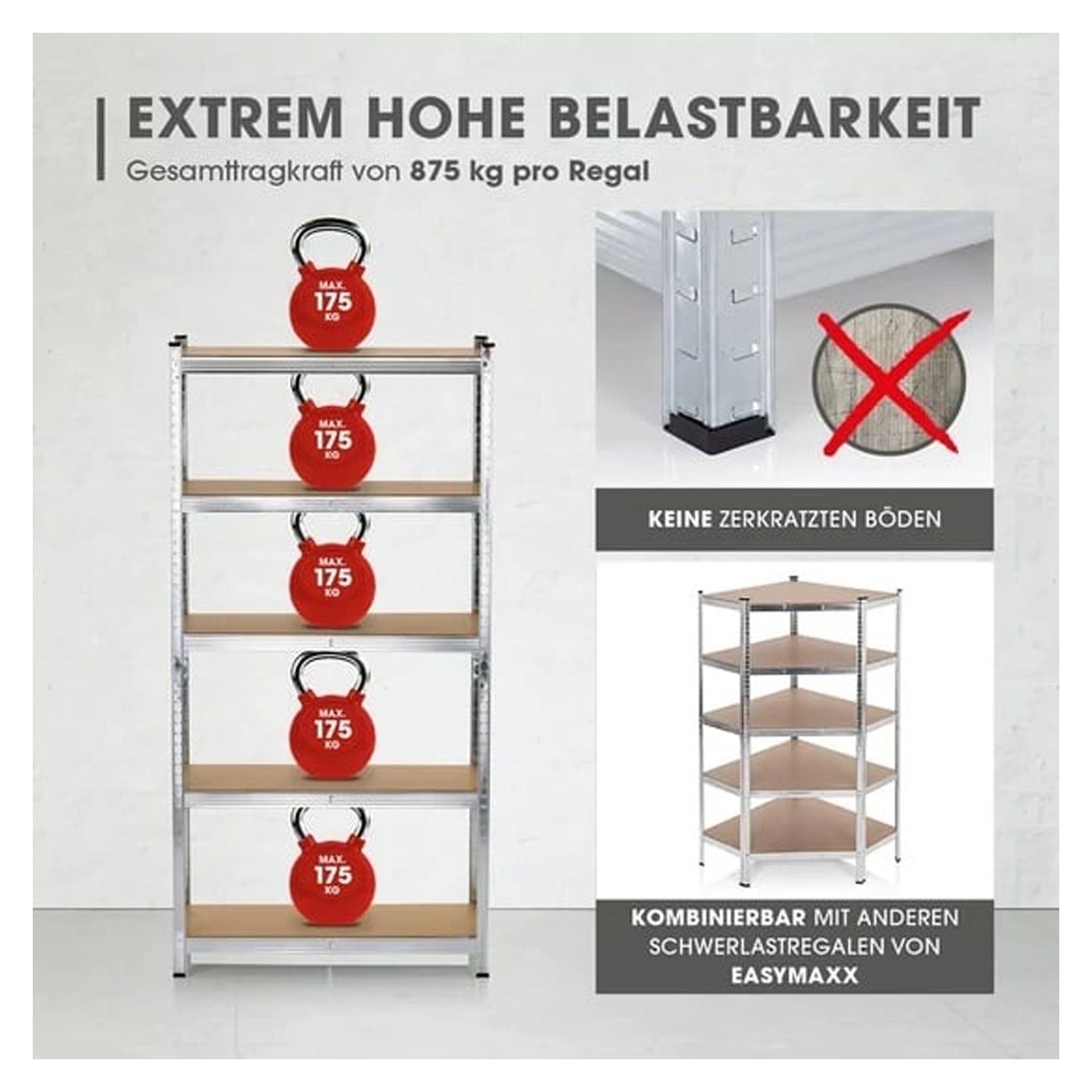 Μεταλλικό ράφι 180x90x40 cm, με 5 ράφια pfl, βαρέως τύπου EASYMAXX Perfect Home DS11768-L - 7