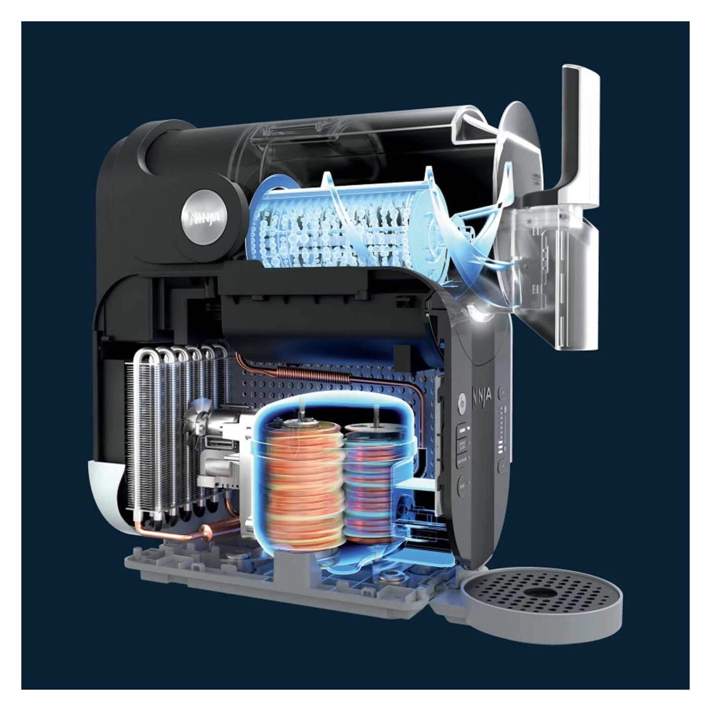 Συσκευή για παγωμένα ποτά Ninja Slushi FS301EUOR, 200W, 5 λειτουργίες, Χωρητικότητα 1.9 L, RapidChill, Whisperchill, Πορτοκαλί - 8