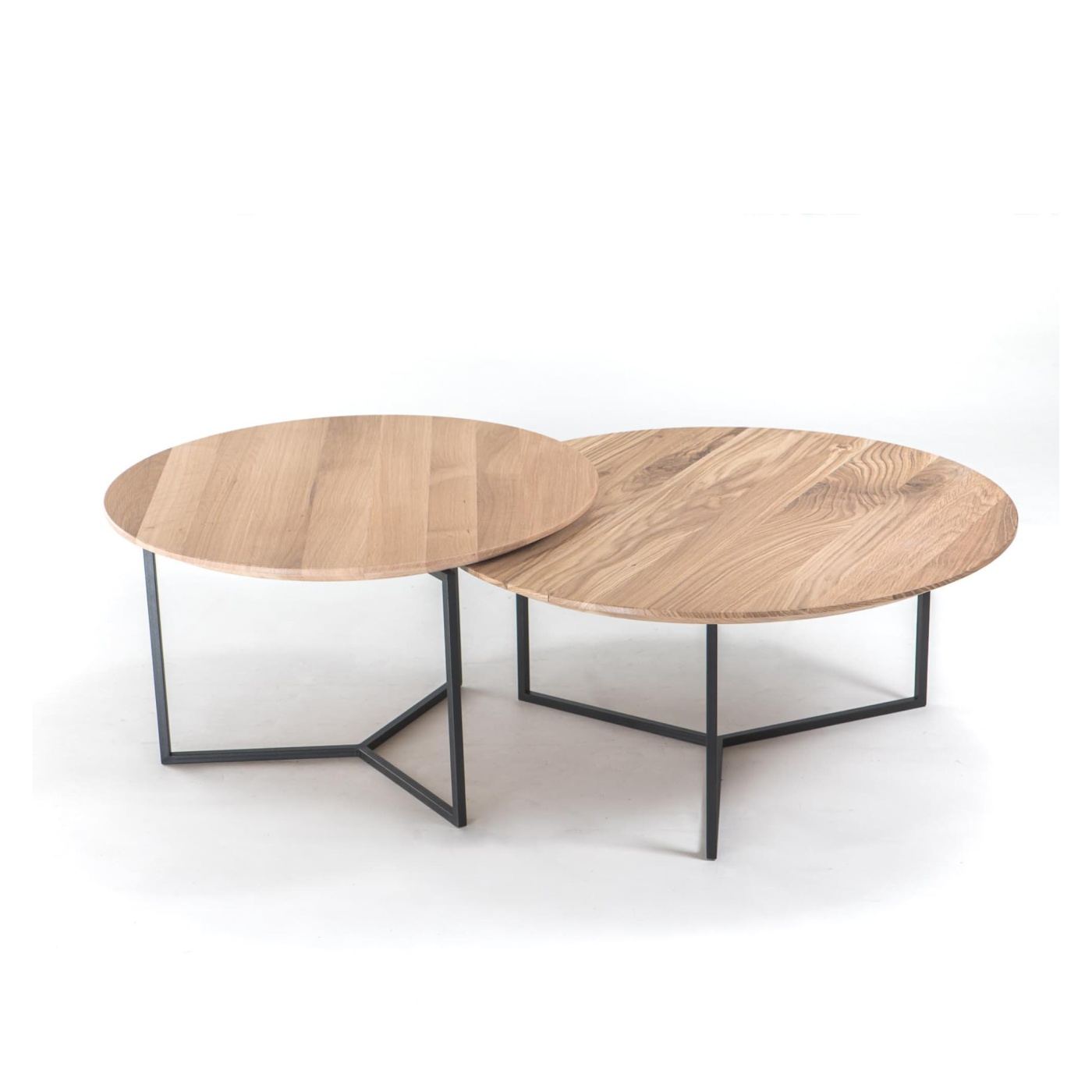 Τραπεζαρία από μασίφ ξύλο δρυός Loft Light Air Μέγεθος L Φ70x32 cm Χρώμα Καφέ - 3
